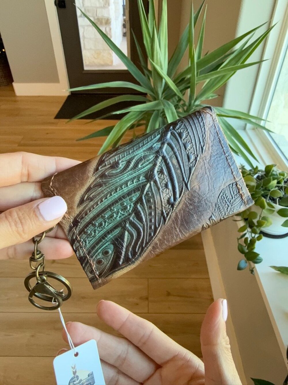 π 2/$20 Embossed Leather Bundle - 2 Keychains and Earrings - Picture 7 of 9